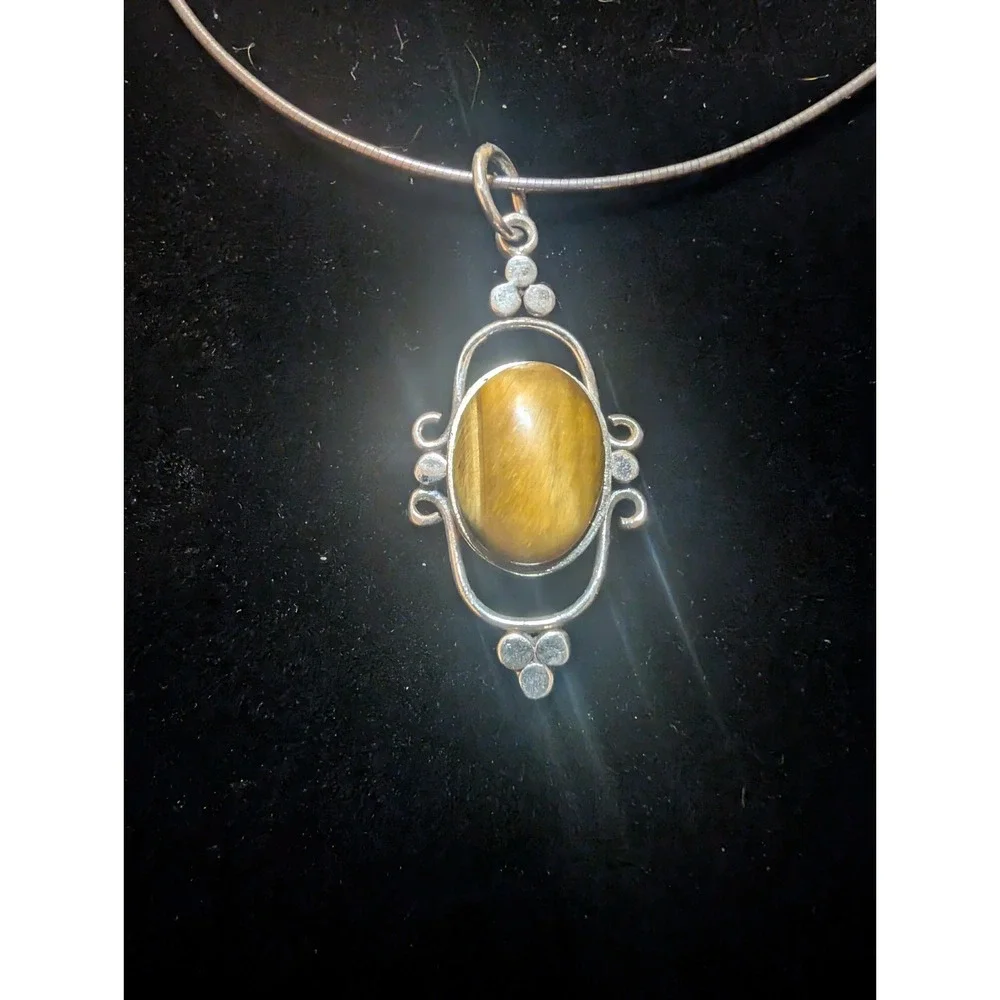 Sterling Silver Cabochon Tiger's Eye Necklace